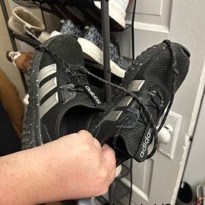 Adidas Black and Silver Running Shoes